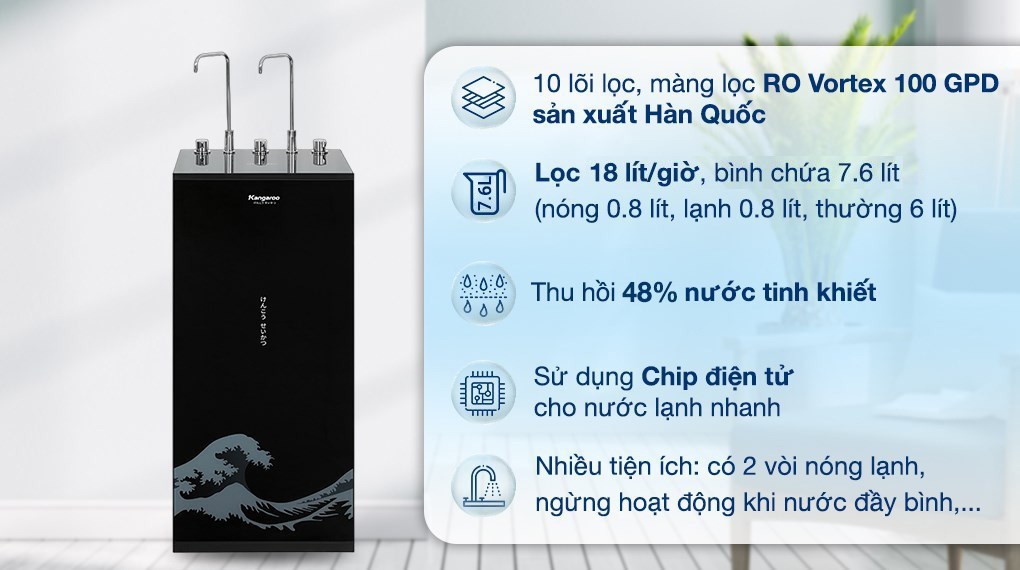 Kangaroo KG10A12 Hydrogen Hot–Cold–Ambient RO Water Purifier, 10 filters