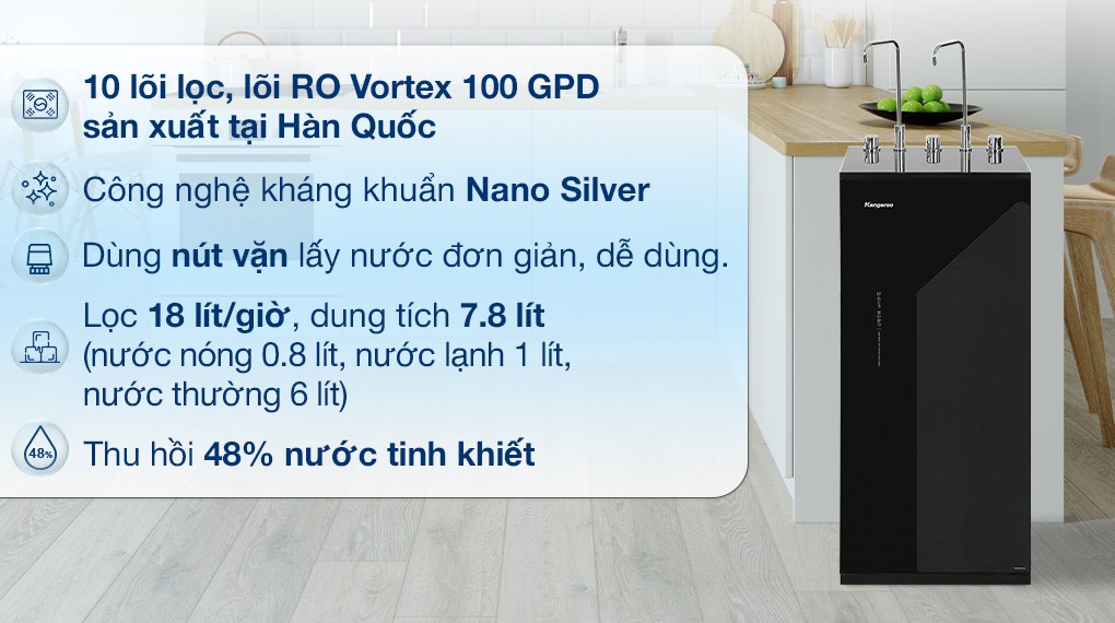 Máy lọc nước RO nóng nguội lạnh Kangaroo KG10A17 10 lõi 