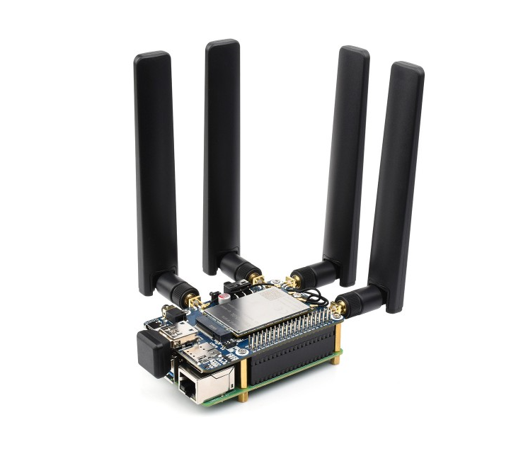 Module mở rộng 5G RM500x/RM502x HAT cho Raspberry Pi – hỗ trợ 5G/4G/3G, đa băng tần, 4 anten LTE-A